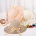 thumbnail image 5 of Bbyeadc Women's Roll Up Foldable Straw Sun Hat with Chain & Bow, UPF 50+ Wide Brim, Packable Summer Travel Beach Hat,Pink (One Size), 5 of 5
