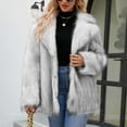 thumbnail image 4 of Usmixi Womens Winter Faux Fur Coat Fluffy Plush Coats for Women Plus Size Long Sleeve Lapel Open Front Jacket Casual Cozy Soft Fuzzy Fleece Outerwear Faux Fur Coat, 4 of 7