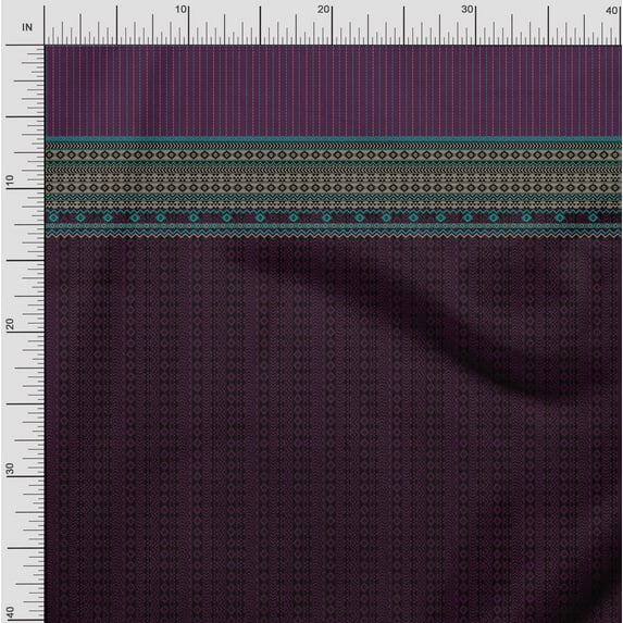 Soimoi Cotton Cambric Fabric Stripe & Aztec Panel Printed Craft Fabric by The Yard 56 Inch Wide