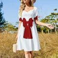 thumbnail image 3 of Red ribbon - bow Sleeveless Dress Clothing female purple dress, 3 of 7