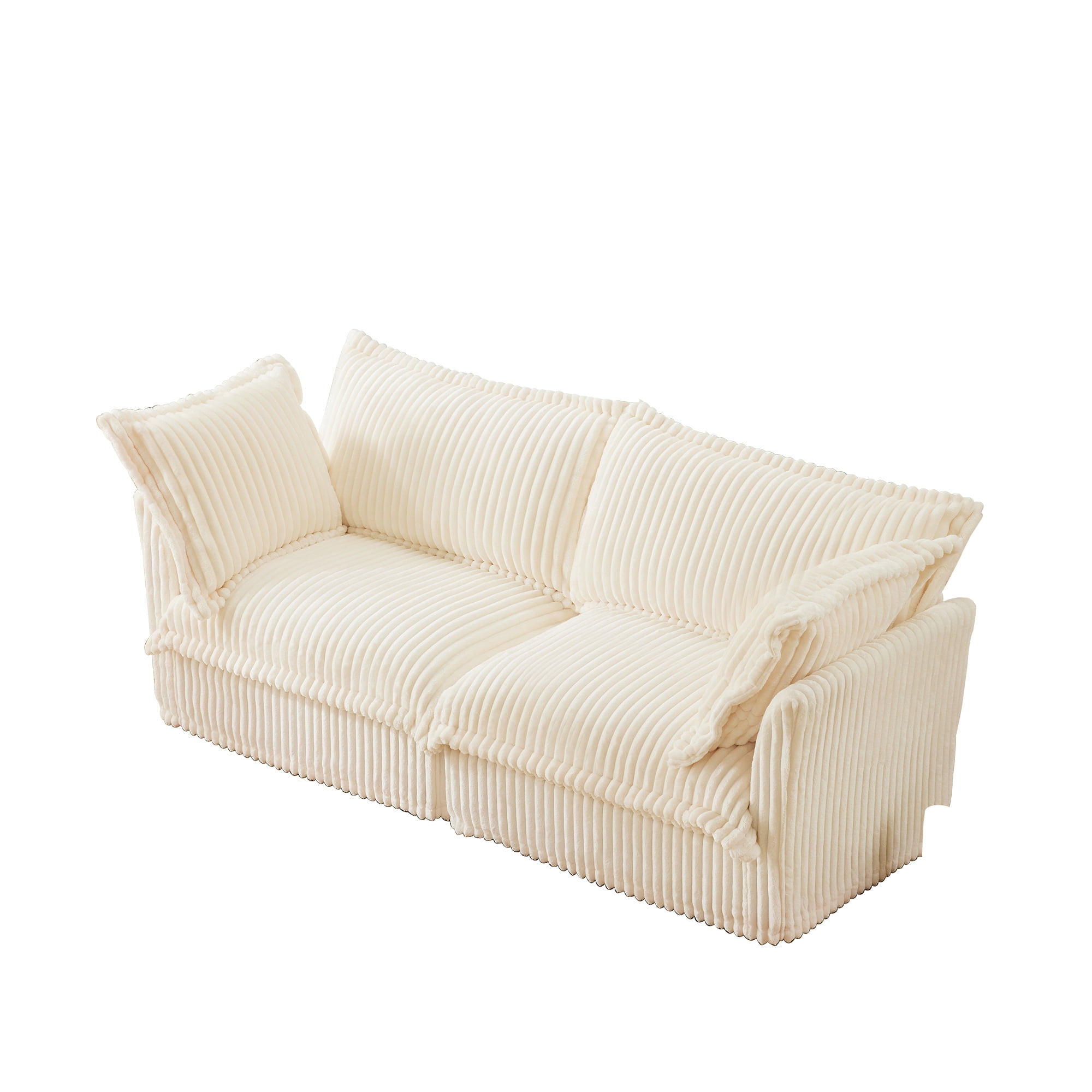 Gewnee Modern Corduroy Deep Seat Loverseat Seational Sofa Couches ,Comfy Cream Corduroy Sofa Couch for Small Space, Living Room,Apartment