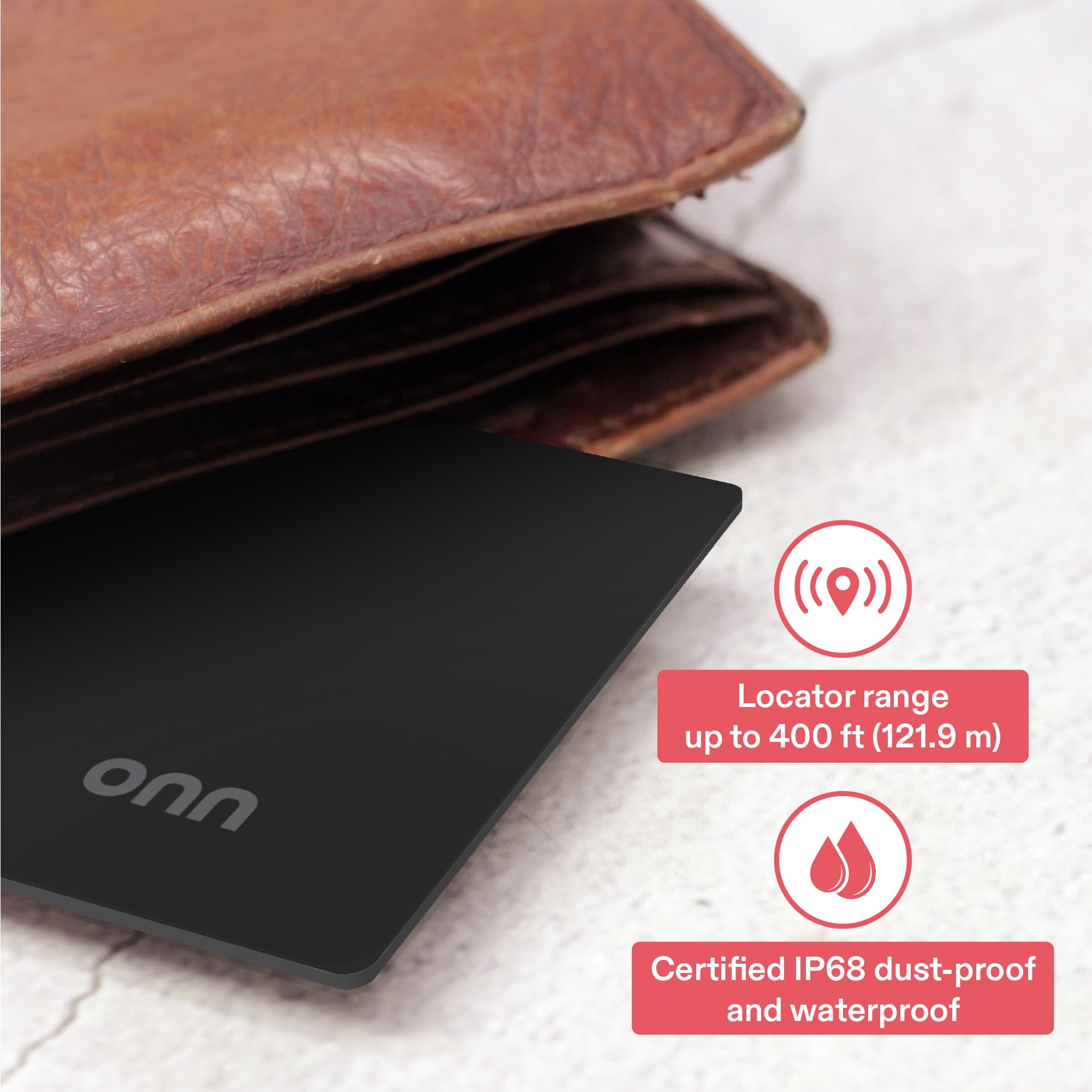 onn Item Locator Card, iOS / Android Compatible - Black