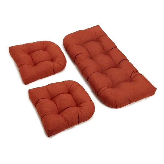 Settee Cushion Set of 3, Rounded Back Outdoor Cushions - Cinnamon, UV & Weather Resistant, Tufted Design for Patio Furniture