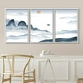 thumbnail image 3 of IDEA4WALL Framed Canvas Print Wall Art Set Blue Watercolor Mountain Range Sea Nature Wilderness Modern Art Decorative Landscape Rustic for Living Room, Bedroom, Office - 16"x24"x3 White, 3 of 5