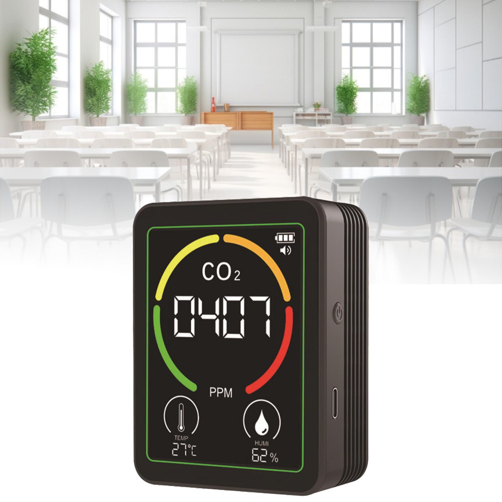 Miulika Air Quality Detector, Humidity Meter, Multifunctional Digital Air Analyzer, Real-time Display for Warehouse, Hotel, Kitchen, Garden black