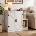 thumbnail image 2 of Farmhouse  Litter Box Enclosure, Automatic  Litter Box Cabinet with  Station,   Furniture with  Ball & Sisal Mat, Tabletop & Hook, White and Walnut WH88UMW01, 2 of 6