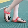 thumbnail image 1 of Zapatillas de corcho de Mickey de dibujos animados coreanos bonitos de Disney, sandalias y zapatillas de conejo con lazo de lunares para mujer, 35 plantillas de 22 CM Gao Jinjia LED, 1 of 1