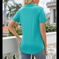thumbnail image 4 of Camisas de Mujer con Cuello de Solapa, Cuello en V, Blusa de Corta, Blusa Informal Elegante. Azul XXL, 4 of 9