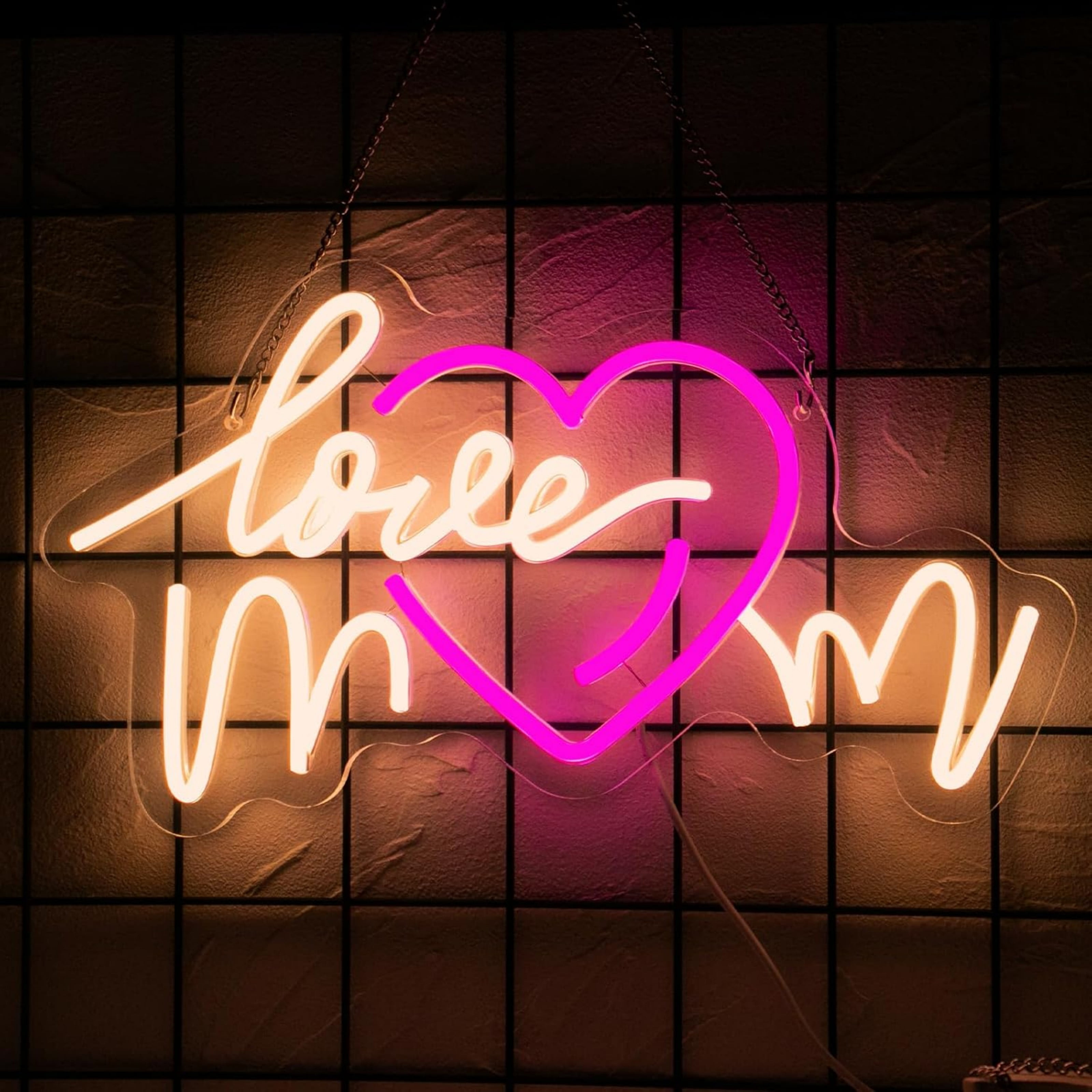 UPONRAY Love Mom Neon Signs, 15.7"*8.7" Dimmable & USB-Powered LED Neon Light, Stylish Wall Decor as gifts for Mother's Day, Mother's Birthday