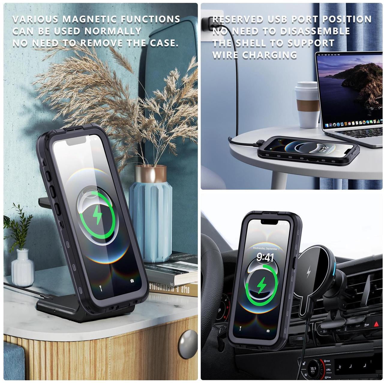 Waterproof Case for iPhone 16e, Shockproof Dustproof Built-in Screen Protector, Full Body Sealed Heavy Duty Protective Cover for iPhone 16e 6.1 Inches