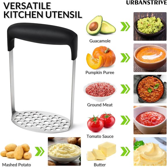 Potato Masher, Durable Mashed Potatoes Masher Kitchen Tool, Easy-to-Clean, Soft Non-slip Handle, Kitchen Utensils, Kitchen Gadgets, Stainless Steel