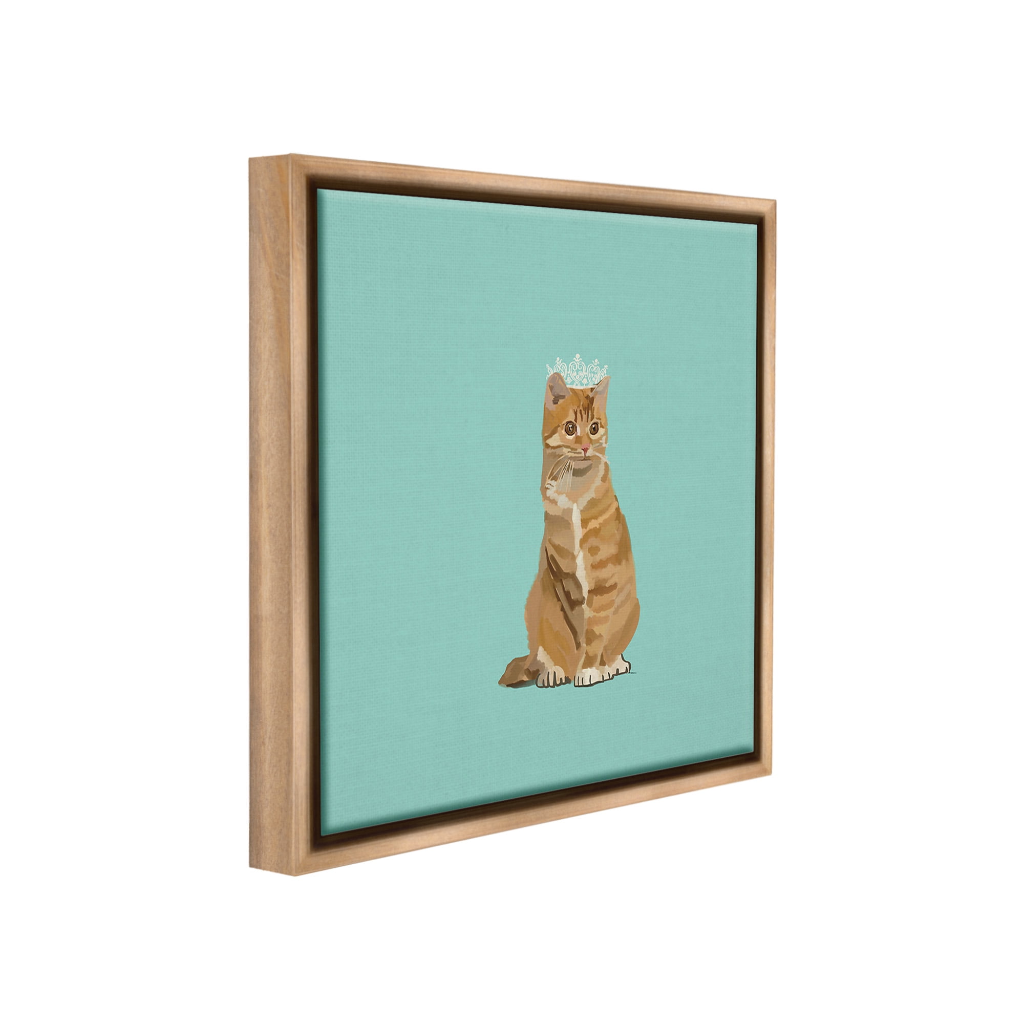 Stupell Industries Royal Tabby Cat Animals & Insects Painting Brown Floater Framed Canvas Art Print Wall Art, 25 x 25