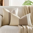 thumbnail image 6 of HonorHut Striped Throw Pillow Covers Set of 2 Modern Minimalist Pillow Covers Vertical Stripes Splicing Pillowcases Neutral Patchwork Cushion Covers 12x20Inch Yellow, 6 of 7