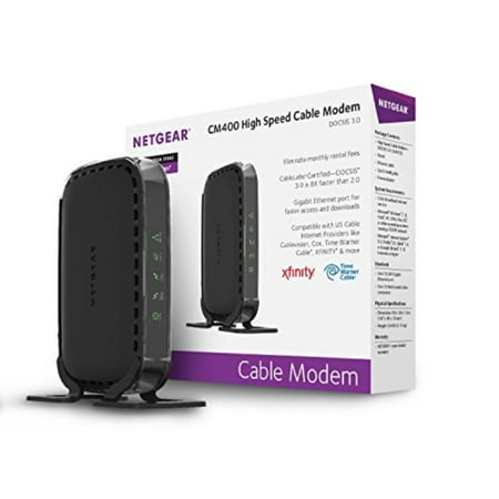 NETGEAR CM400 8x4 DOCSIS 3.0 Cile Modem. (NO WIRELESS/MODEM ONLY) Works for Xfinity from Comcast, Spectrum, Cox, Cilevision &
