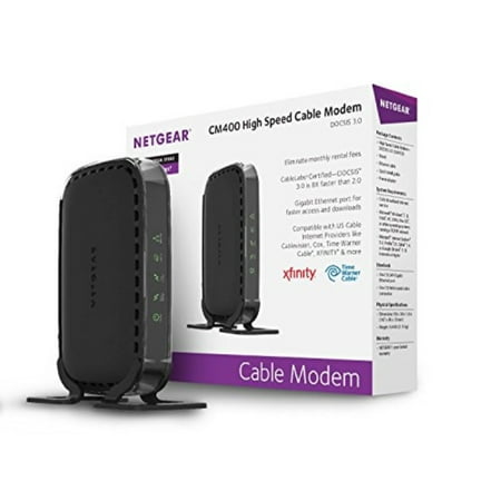 NETGEAR CM400 8x4 DOCSIS 3.0 Cile Modem. (NO WIRELESS/MODEM ONLY) Works for Xfinity from Comcast, Spectrum, Cox, Cilevision & (Best Xfinity Deals For Existing Customers)