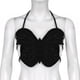 thumbnail image 4 of Top corto para mujer, ropa de calle para niñas, correa de espagueti sin espalda con cuello Halter y mariposa para fiesta, festival de música e Negro BLESIY Blusas de mujer, 4 of 8
