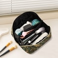 thumbnail image 2 of FORMRS Makeup Bag Travel Cosmetic Organizer for Women Fold Flat Zipper Pouch with Handle, Brown Floral Rabbits Pattern, 2 of 8