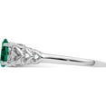 thumbnail image 3 of Sterling Silver Rhodium-Plated Created Emerald & Diam. Ring (Size 8) Made In India qbr23may-8, 3 of 5