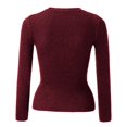 thumbnail image 4 of Baqcunre Long Sleeve T Shirt Women's Autumn And Winter Solid Color Knit Shirt Round Neck Stripe Slim Fitting Long Sleeved Top Warm And Layered Sweater Crop Tops Womens Tops Wine XL, 4 of 6