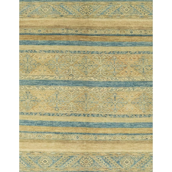 Ahgly Company Indoor Rectangle Abstract Copper Green Abstract Area Rugs, 7' x 9'