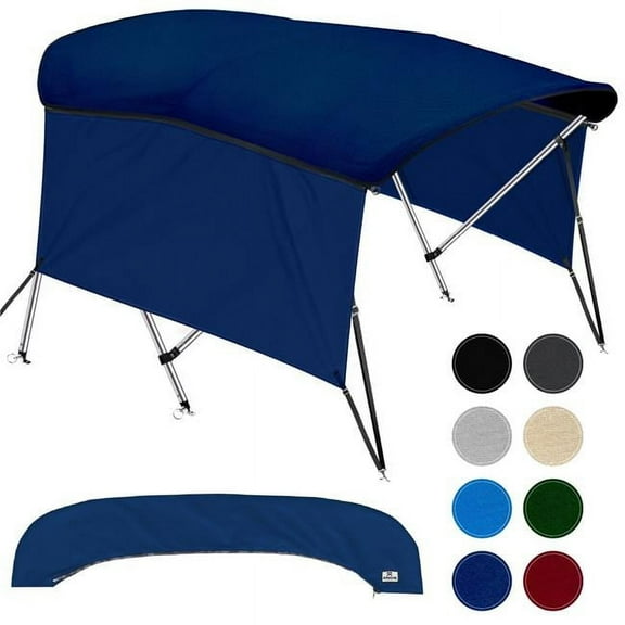 Knox B31-T31G-G3 61-66 in. Universal 3 Bow Bimini Tops with Detachable Sidewalls for Boats, Navy Blue