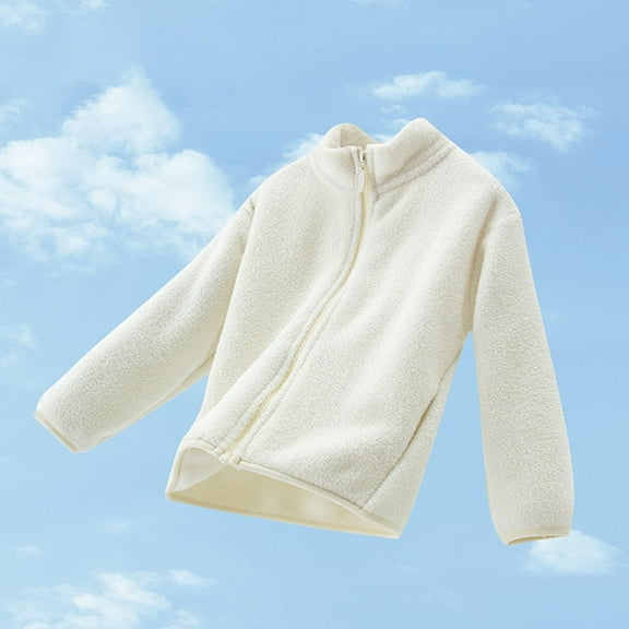 LIaqionyy Toddler Fleece Jacket Kids Sherpa Fuzzy Outerwear Boys Girls Zip up Long Sleeve Warm Fall Coat