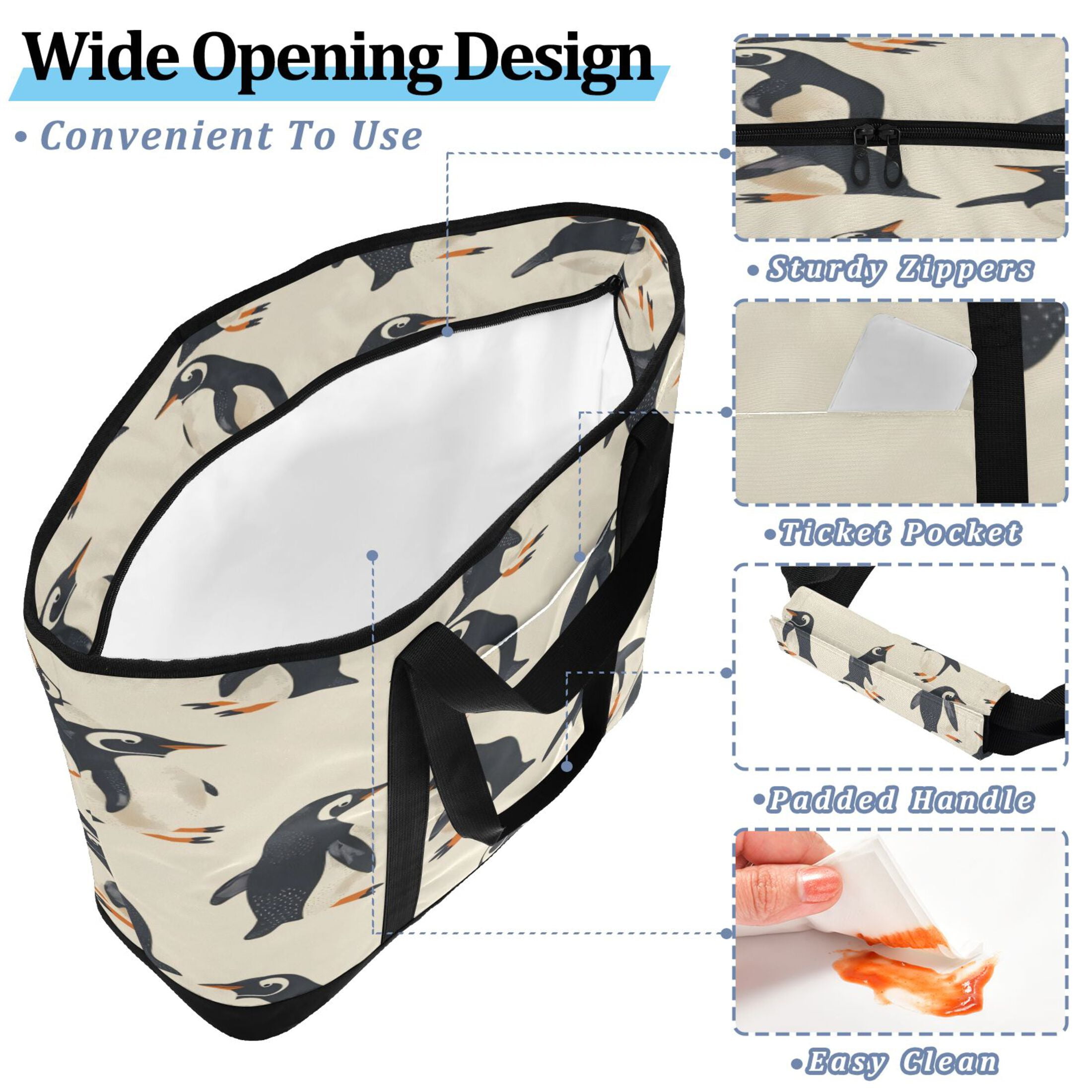 Large Hand-held Ice Pack Picnic Bag Insulation and Refrigeration Suitable for Shopping Picnics and Camping Cute Penguin