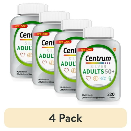 (4 pack) Centrum Silver Adults 50 Plus Multivitamin With Vitamin B & D3 , 220 Count
