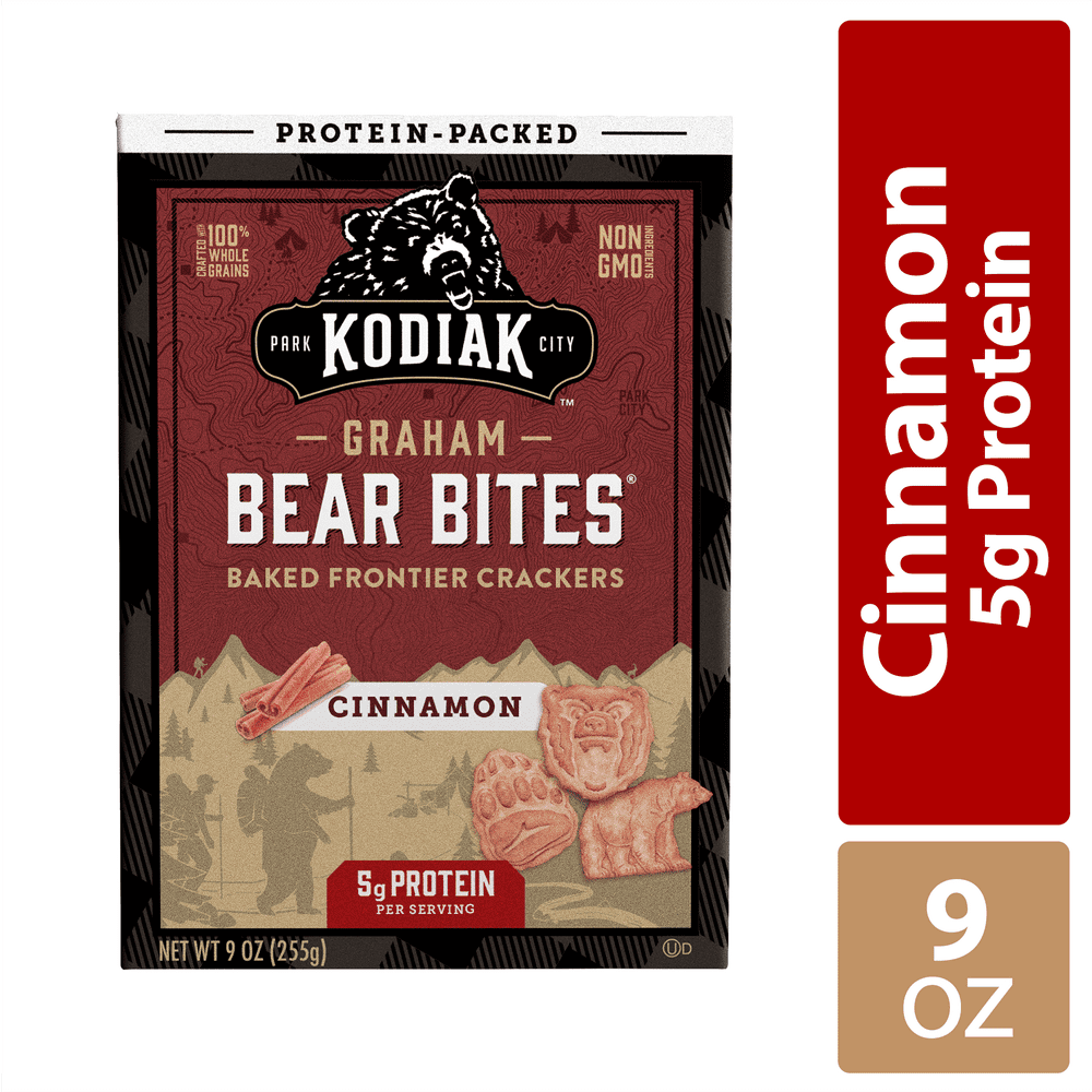 Kodiak Cakes Bear Bites Cinnamon Graham Baked Frontier Crackers, 9 oz