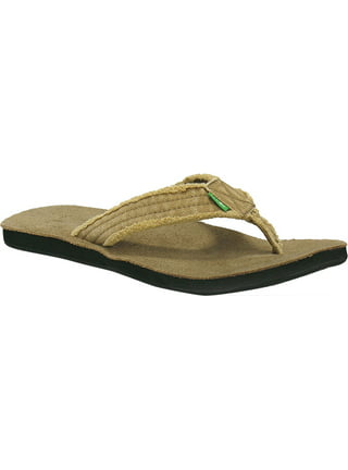 Sanuk Flip Flops Mens Gray Woven Canvas Comfort Sandals Charcoal Slippers  Yogi 4
