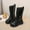 005Black, variant on Generic Girls Bow Cowgirl Boots Mid Calf Riding Boots PU Leather Non-Slip Cute Mid-Calf Boots With Zipper for Kids 4-11 Years