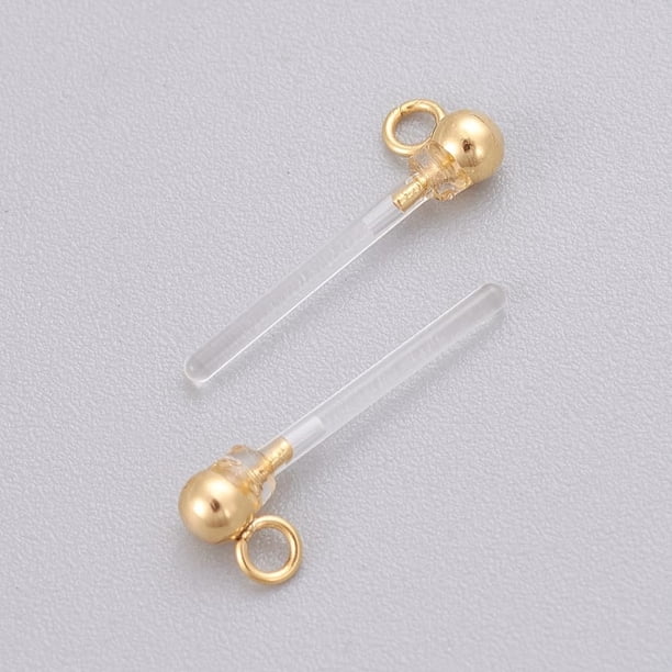 10 piezas de aretes de resina transparentes, indoloros y antialérgicos, chapados en oro de 18 quilates, de acero inoxidable, con presillas.