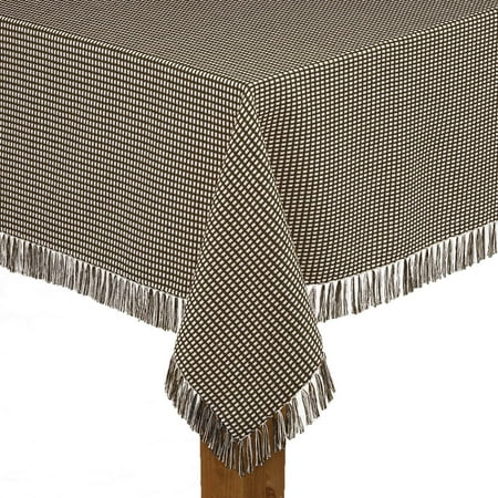 

Lintex Linens Homespun Check 100% Cotton Woven Fringed Tablecloth 60 X120 Chocolate
