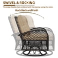 thumbnail image 6 of Techmilly 3 Pieces Patio Furniture Set, Outdoor Swivel Gliders Rocker, Glass Top Side Table  (Khaki), 6 of 12