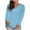 Light Blue, variant on breaise Womens Long Sleeve Shirts Plus Size V Neck Casual Tops Loose Solid T-shirt Pullover S-5XL Sans frais de transport