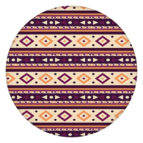 Elastic Round Tablecloth with Floral Boho Themes, 44 Inch Fits 38-42 Inch Tables Wrinkle Resistant