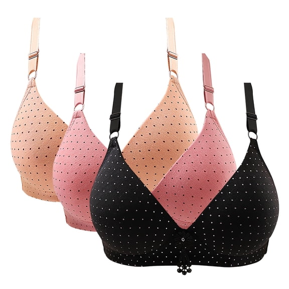 WCJM Women's cotton Beige nylon underwear Thin Laceless Steel Ring Comfortable Breathability Underwear Large Size Brater Buckle Female Bra Deep V Neck Vest Bralette Wireless Seamless Bra