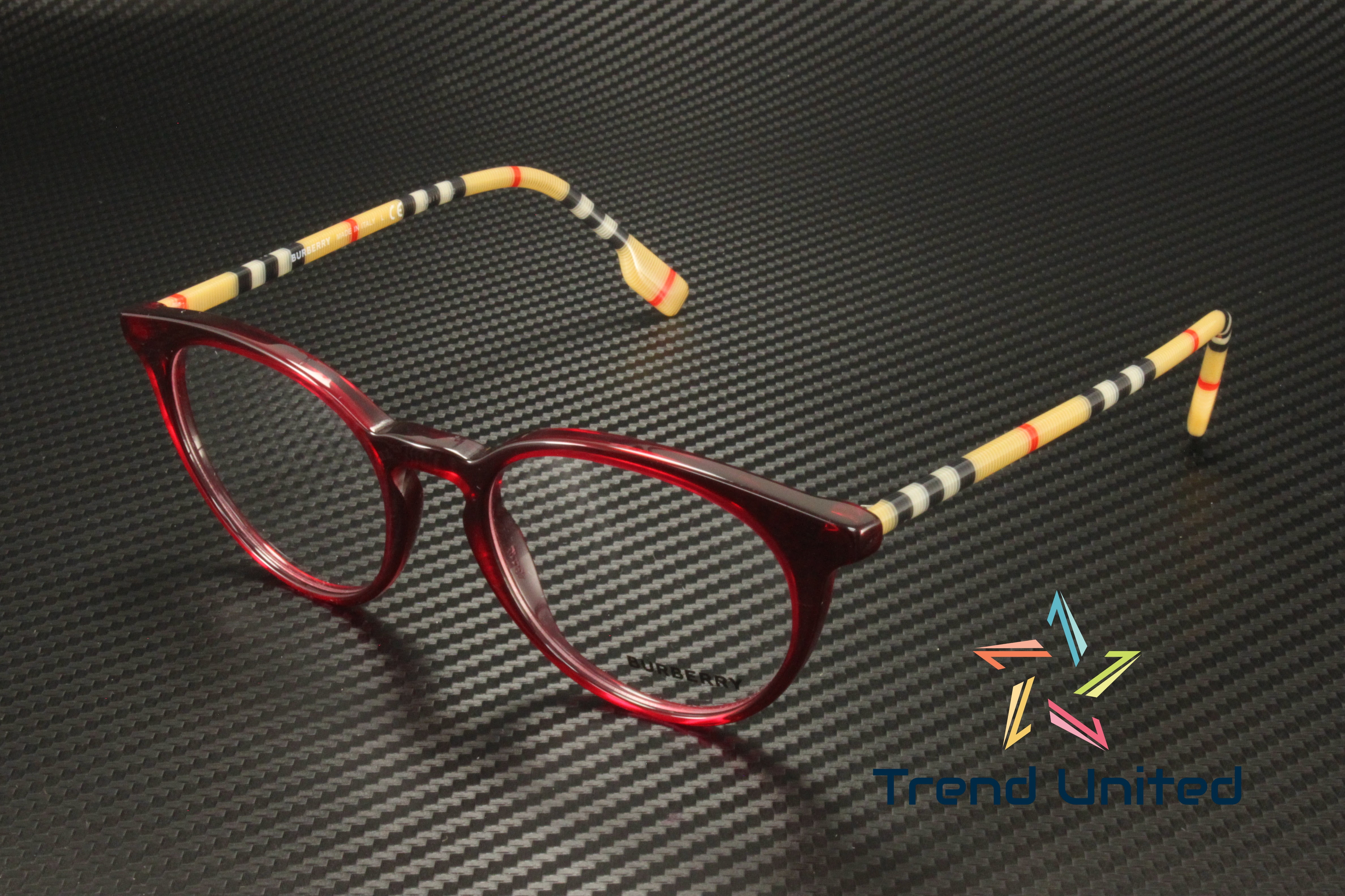 BURBERRY BE2357F 3984 Esme Check Red Havana Demo Lens 54 mm 