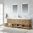 thumbnail image 4 of Vinnova Alistair 84" White Stone Top Oak Double Vanity Gold Frame w/o Mirror, 4 of 16