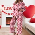 thumbnail image 2 of vigerkar Womens Pajama Sets Comfy Pj Set Cute Heart Print Long Sleeve Button Down Shirt With Long Pants (Pink, M), 2 of 6