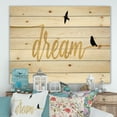 thumbnail image 2 of Designart 'Family of Birds on Gold Dream Word' Cottage Print on Natural Pine Wood, 2 of 3