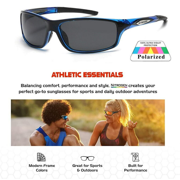 FLGlasses New Polarized Men Sport Sunglasses Driving Pilot Fishing Eyewear Wrap Glasses US, Adult Unisex, Size: One size, Blue