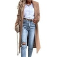 thumbnail image 2 of Abrigo de Lana de Invierno para Mujer, Estilo Informal, con Solapa y Botonadura Sencilla. Caqui L, 2 of 10