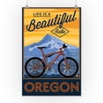 thumbnail image 2 of Oregon, Life is a Beautiful Ride, Mountain Bike and Mt. Hood (16x24 Giclee Gallery Art Print, Vivid Textured Wall Decor), 2 of 3