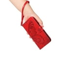 thumbnail image 3 of ELEHOLD Wallet Case for iPhone 17, Butterfly Embossed Phone Case with Kickstand and Card Slots, Shockproof Leather Cover with Wrist Strap,Red, 3 of 6