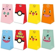 24pcs Cartoon Pokemon Birthday Party Gift Bags Goodie Bags, Boy Party Supplies for Theme Party Decoration Supplies
