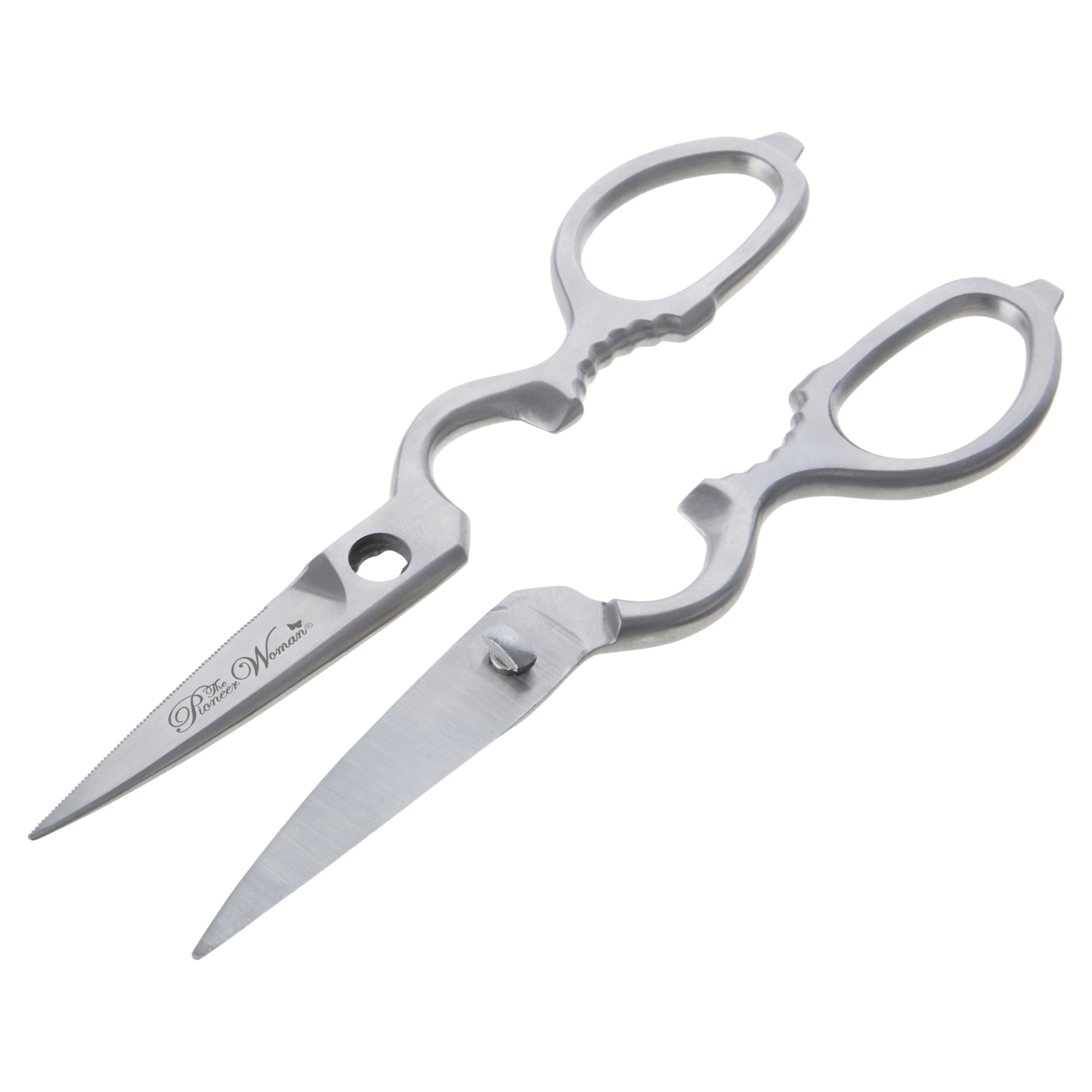 The Pioneer Woman Stainless Steel Kitchen Scissors with Blade Cover, Silver/Teal
