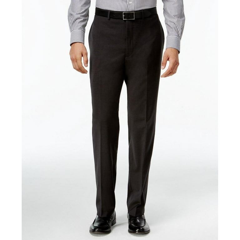 calvin klein men's slim fit solid dress pants Calvin Klein Mens Slim fit Dress Pants 40 / 32 Dark Grey Solid Stretch