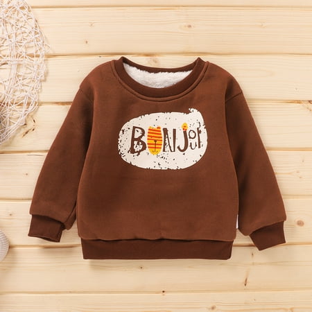 

Simplmasygenix Kids Tops Summer Dress Plus Size Children Kid Boys Letter Print T-shirt Tops Casual Thick Pullover Sweatshirt