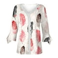 thumbnail image 5 of Dyegold Blouses For Women Dressy Casual 3/4 Flare Sleeve Lace Trim V Neck Floral Print Vintage Tunic Tops Loose Fit Shirts, 5 of 5